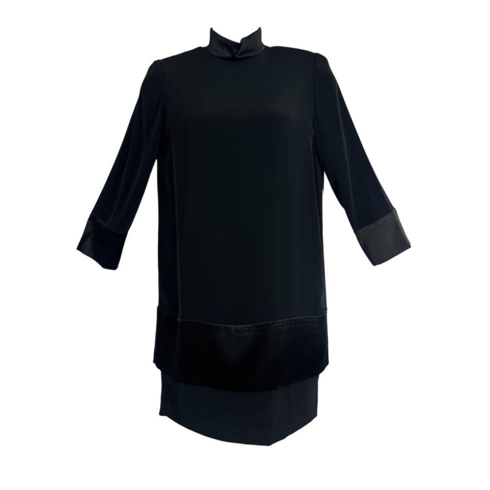 VTG 90s Black Mini Shift Dress With Satin Accents by Jones New York, Sz: 10